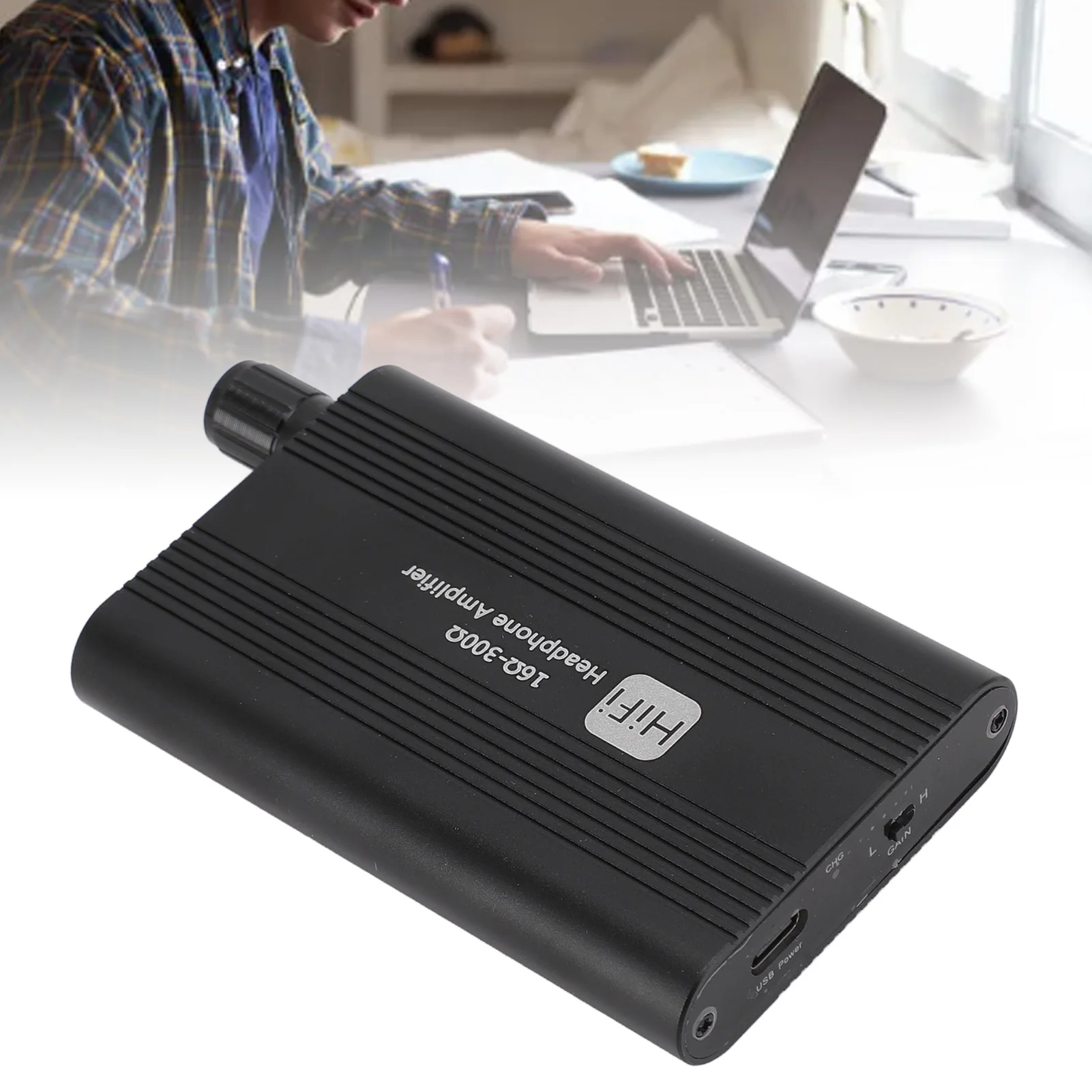 Earphone Amplifier 3.5mm AUX Input Output Headphone Amplifier 2 Stage Gain   Rechargeable Battery for Computer