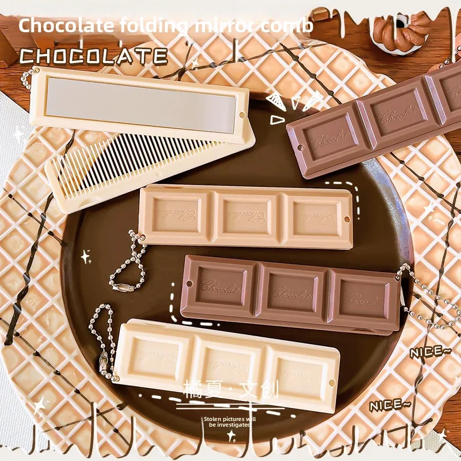 Peigne miroir de chocolat pliant Portable, mignon fille coeur petite taille femme spécial intégré peigne professionnel Salon de coiffure - AliExpress