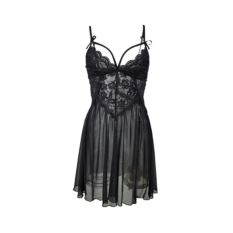 Women Sexy Lingerie Set Crotchless Sleepwear Pajamas Lace Dress Erotic Costumes Exotic Apparel Sexiest Thong Nighties Nightgown
