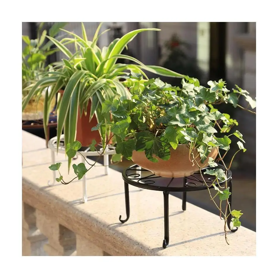 Vintage Heavy Duty Cast Iron Metal Flower Pot Holder for Indoor and Outdoor Use