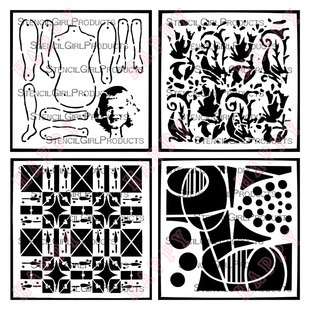 

Plastic Stencil Paper Doll Champagne Picnic Check Garden Scrapbooking Painting Phone Album Decoration Embossing DIY Paper Craft