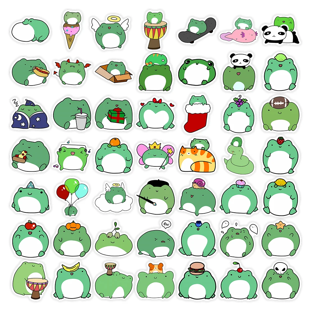 10/25/50PCS Cute Lovely Frog Stickers Small Self-Adhesive Decals for Photo Album Journal Scrapbook Luggage Refrigerator Notebook