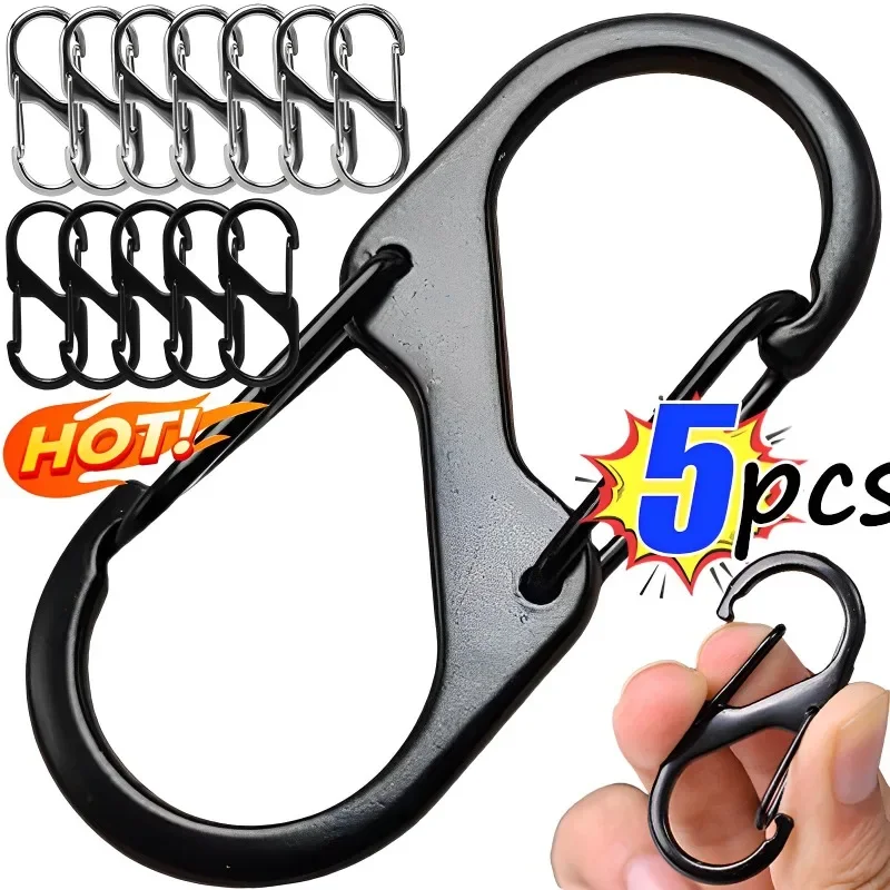 

3 Colors Carabiner Clips Zinc Alloy S Shape Outdoor Climbing Camping EDC Spring Keychain Hook Double Lock Buckle Accessories