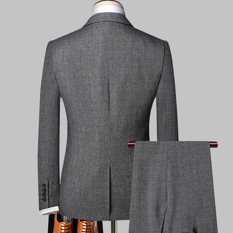 Men's 3 Pieces Set 2023 Autumn Business Formal Casual Fashion Coffee Wedding Party Groom Banquet Pant Suits Blazer+Vest+Trousers