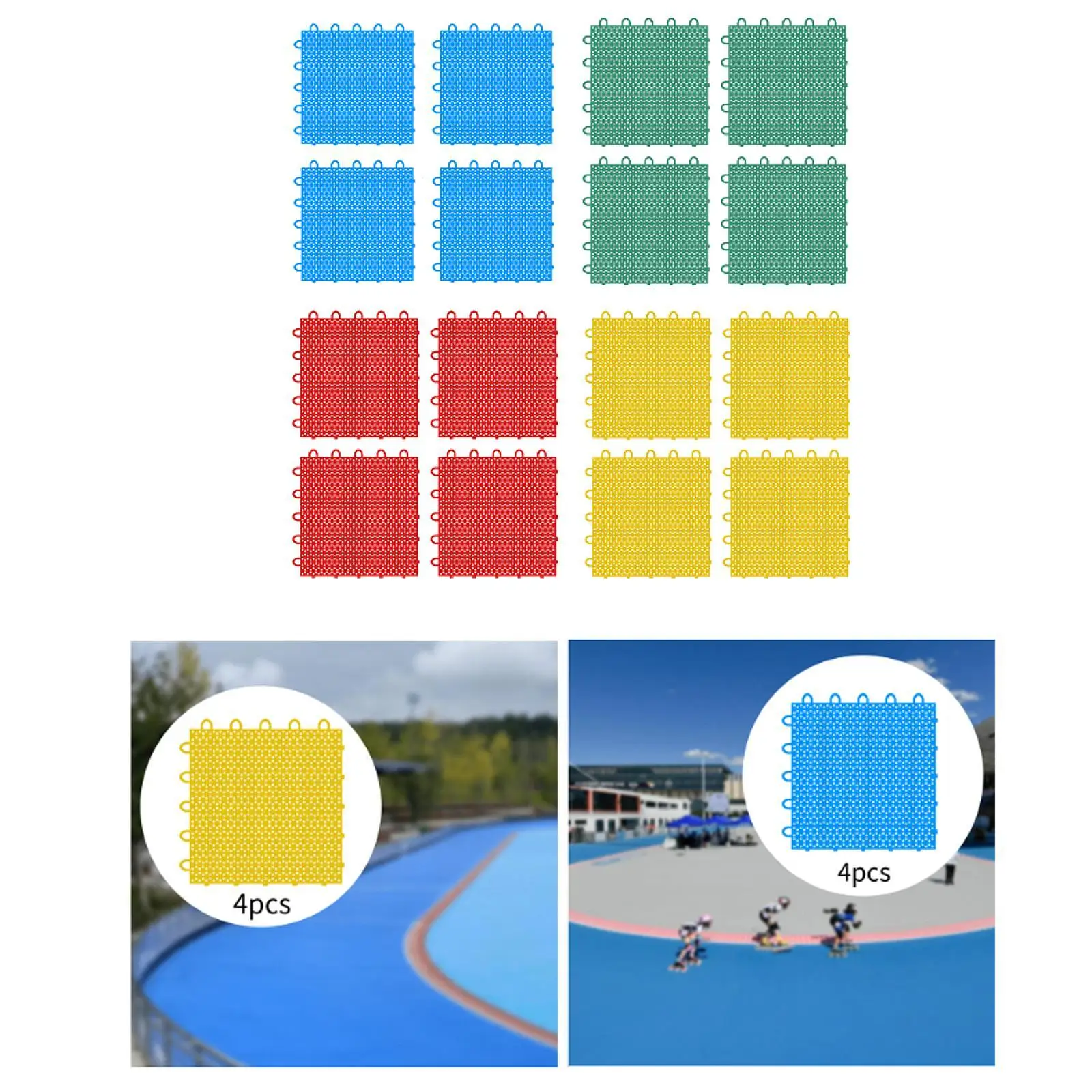 4 Pieces Synthetic Ice Tiles Hockey Training Equipment Board Portable Hockey Floor Tiles Mats for Roller Skating Ball Passing