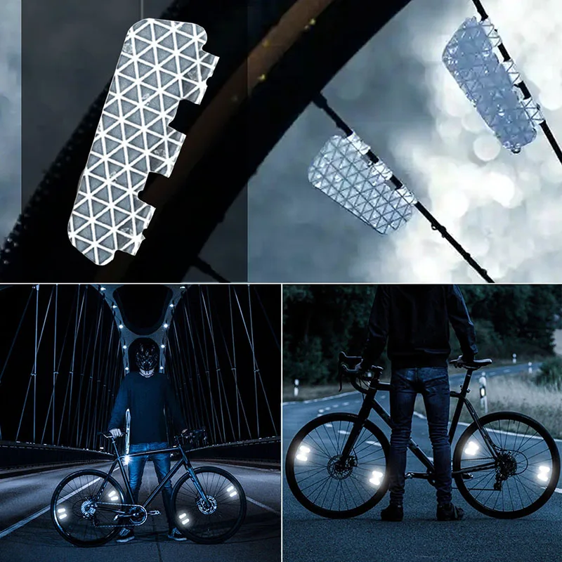 4PCS 자전거 밤 반사 스트립 경고 표지판 빛나는 스티커 Mtb 도로 자전거 바퀴 림 안전 레이저 반사 시트