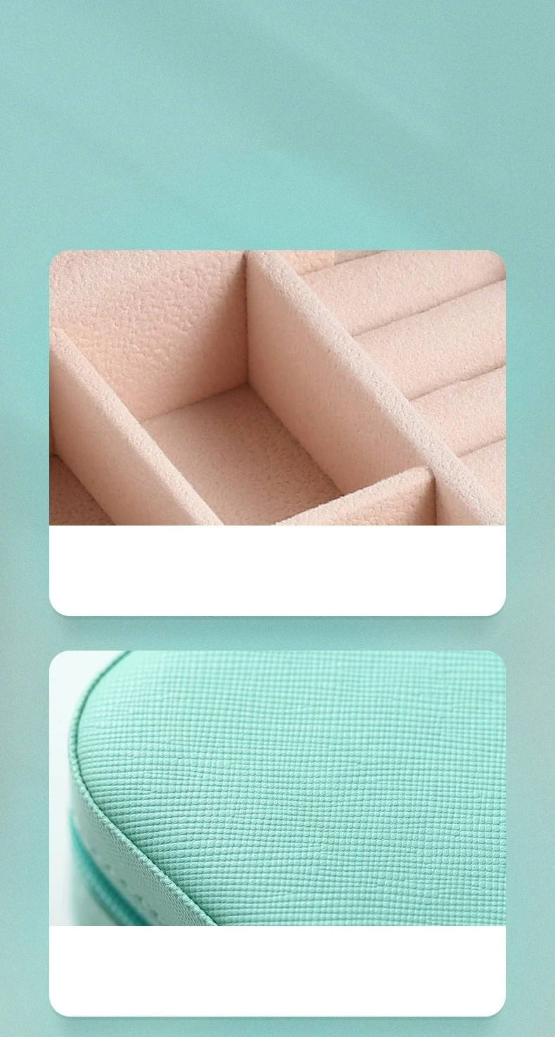 Reise-Schmucketui, kleine Schmuckschatulle, tragbarer Schmuck-Reise-Organizer, Display-Aufbewahrungskoffer für Ringe, Ohrringe, Halsketten, Armbänder – Detail 6
