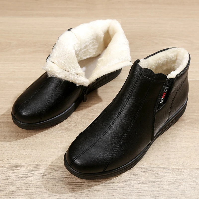 Women Boots 2025 Winter New Women's Leather Ankle Boots Slip On Comfortable  Soft Keep Warm Women Shoes Ladies Snow Boots - AliExpress 322