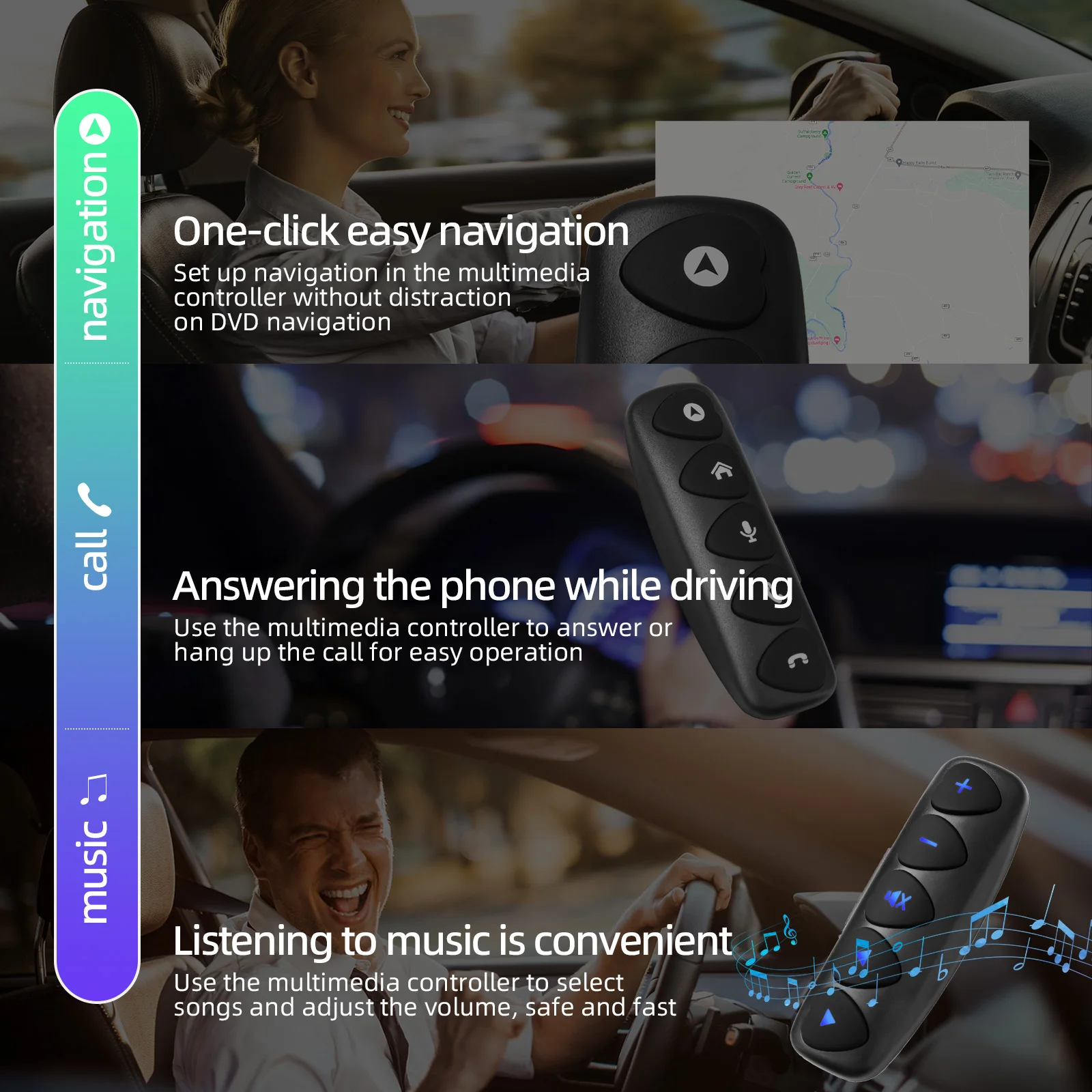 10 tasti volante senza fili telecomando multifunzione universale Bluetooth-compatibile per autoradio DVD GPS Multimedia