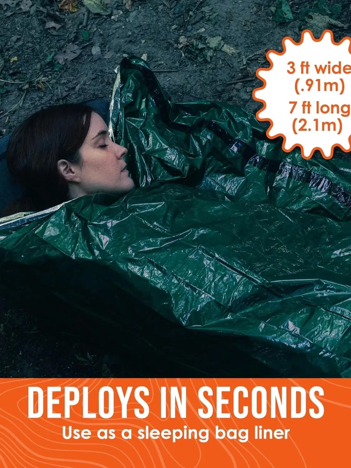 Description Picture 5 of itemPortable Waterproof Emergency Survival Sleeping Bag Outdoor Camping Gear Thermal Sack First Aid Rescue Mylar Insulate Blanket
