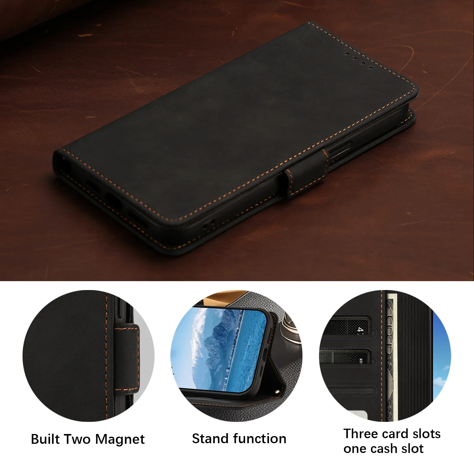 Luxury Leather Flip Wallet Phone Case - Premium Protective Cover