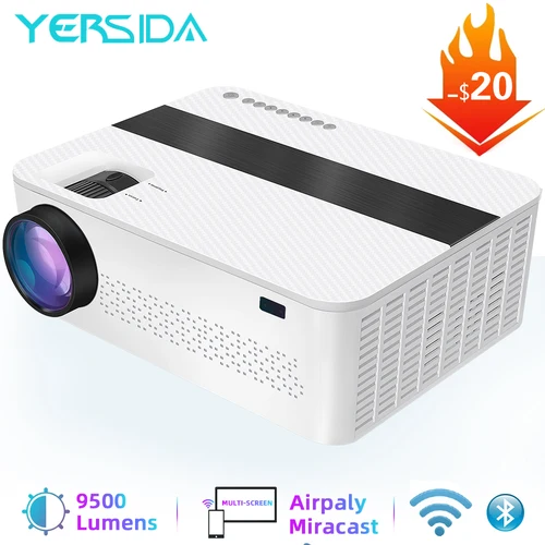YERSIDA 풀 HD 네이티브 1080P 프로젝터, 5G 와이파이 블루투스 지원, 4K 영화 9500 루멘, 휴대폰 홈 시네마 비머용 2