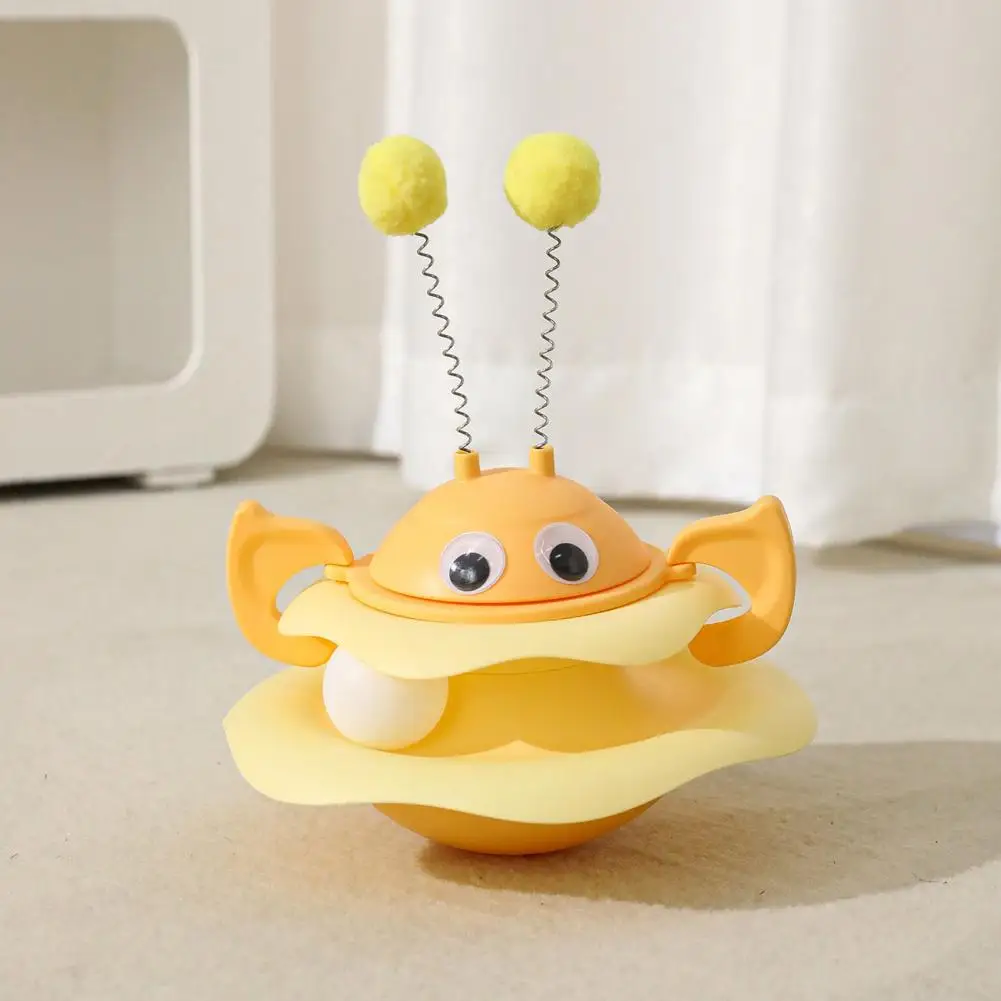 Cat Ball Track Toy Interactive Bee Shaped Cat Tower Turntable Tumbler Cats Toy with Spring Pom Pom Ball for Cat - PeticaDeals