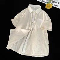 Men Streetwear Hollow Hole Short-sleeved T-shirt Hip Hop Single-breasted Short-sleeved Shirt Summer Trendy Couple Fashion Tops 2