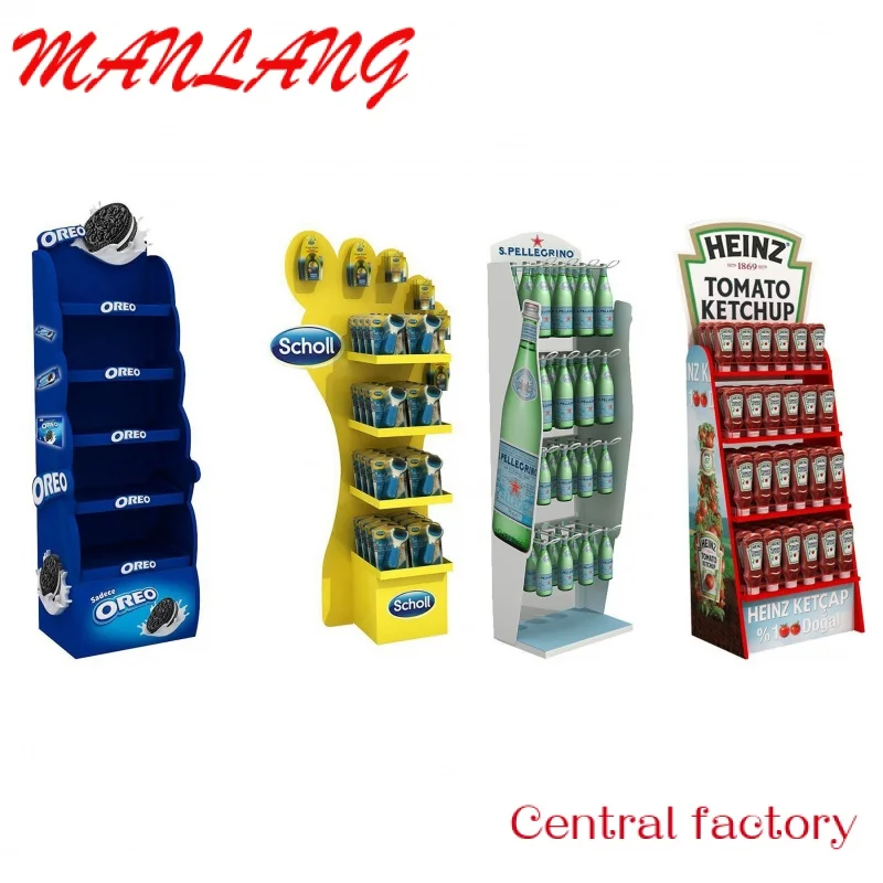 Custom  Custom Supermarket Beverage Pos Fluted Paper Showcase Display Rocks Beer Drinks up Cardboard Floor Display Shelves Stand