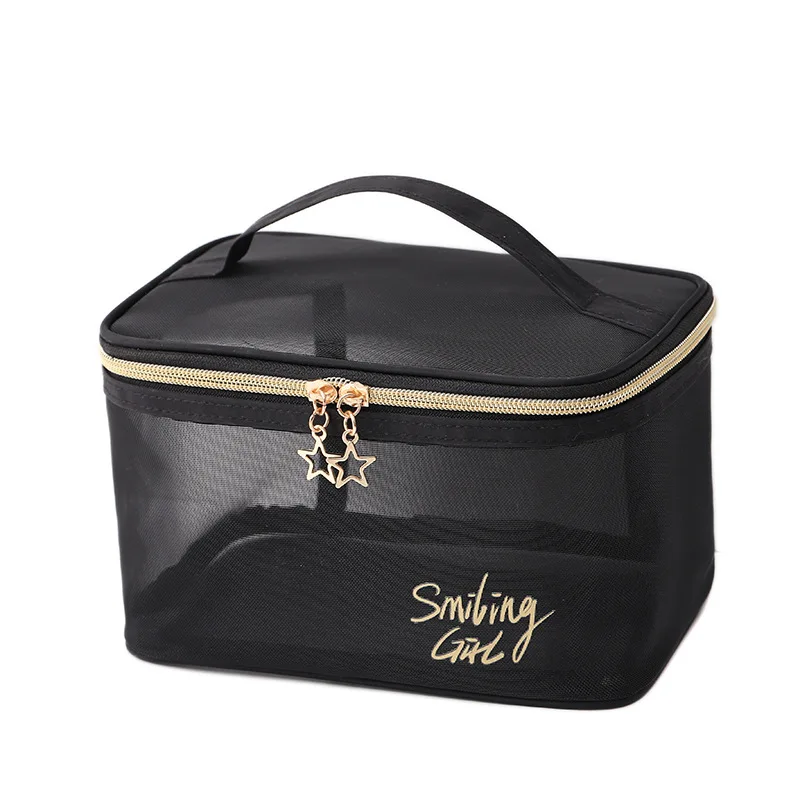 Big Size Double Layer Mesh Makeup Bag Women Cosmetic Bag Organizer Transparent Travel Makeup Wash Bag Beauty Case Toiletry Kit 5