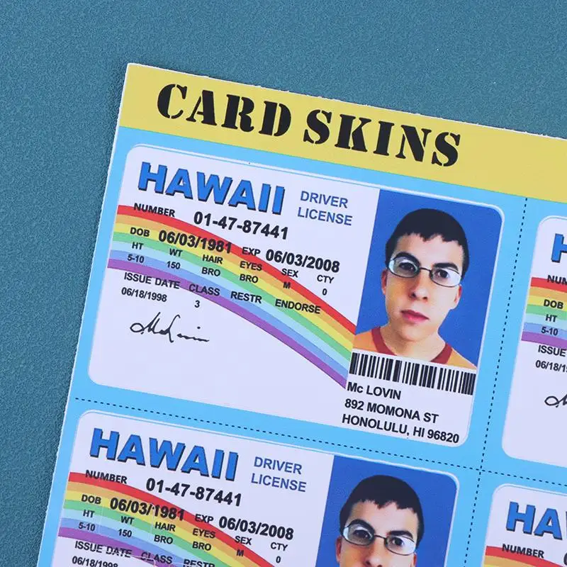 1/4PCS Mclovin Bank Credit Cards Bus Pass Stickers Cool Decoration Waterproof Card Driver's License Credit Card Sticker