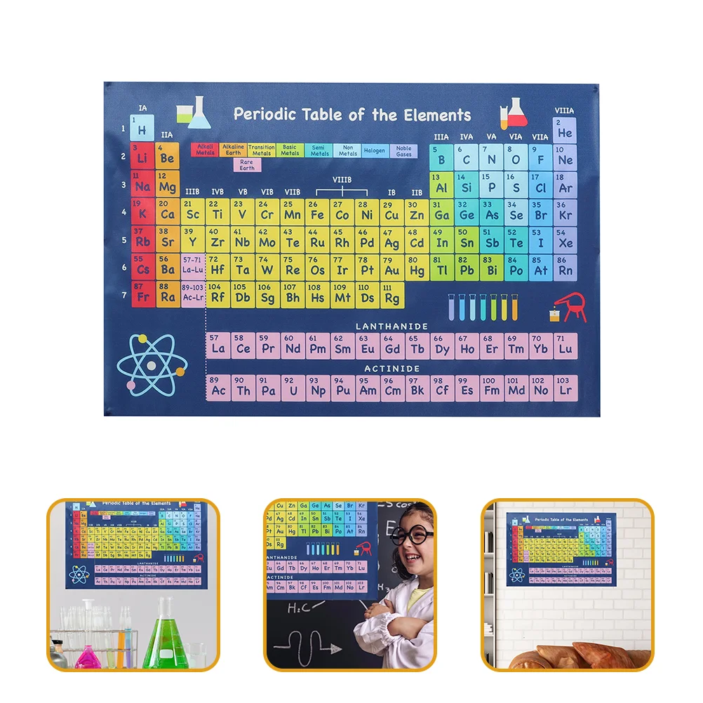 

Chemical Periodic Table of Elements Poster Classroom Chemistry Decor Teaching Chart Silk Cloth Wall Science Posters Child