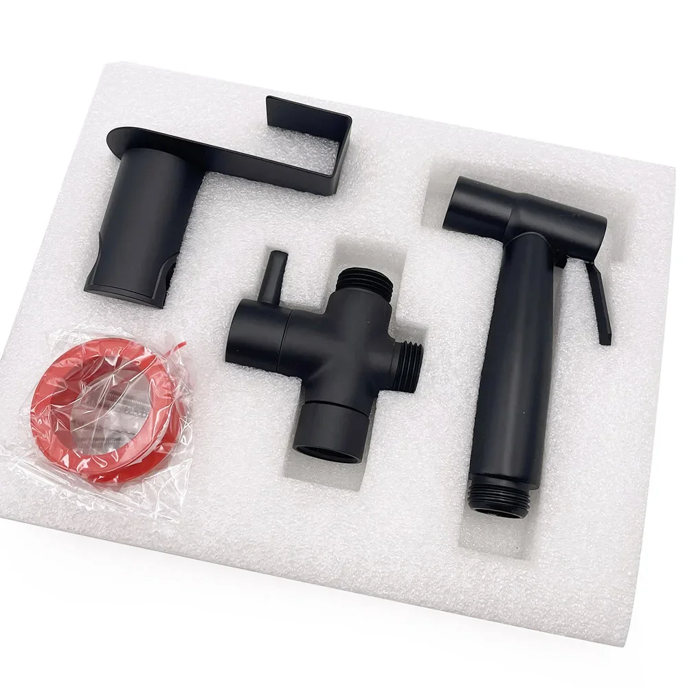 Black Toilet Bidet Faucet Sprayer Set Toilet Hand Spray Stainless Steel Bidet Spray Set Sprayer Cleaning Shower