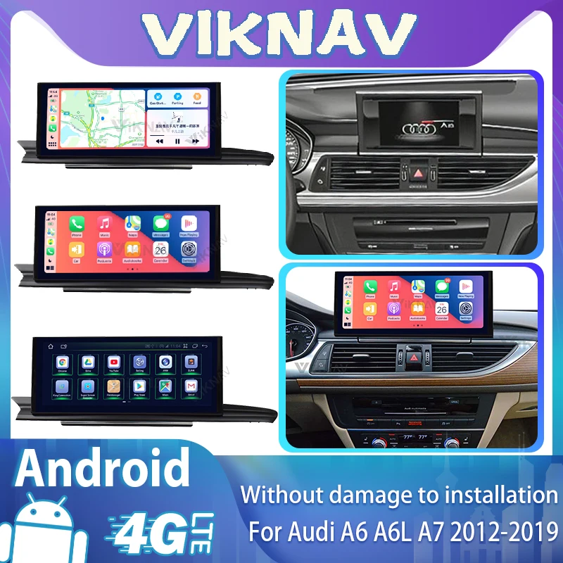 

12.3" Android 12 For Audi A6 A6L A7 2012-2019 Car Carplay Stereo Radio Auto Monitors Multimedia Player GPS Navigation