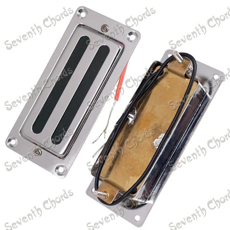 

A Set 2 Pcs Chrome Mini Style Pickup Humbucker With Metal Pickup ring