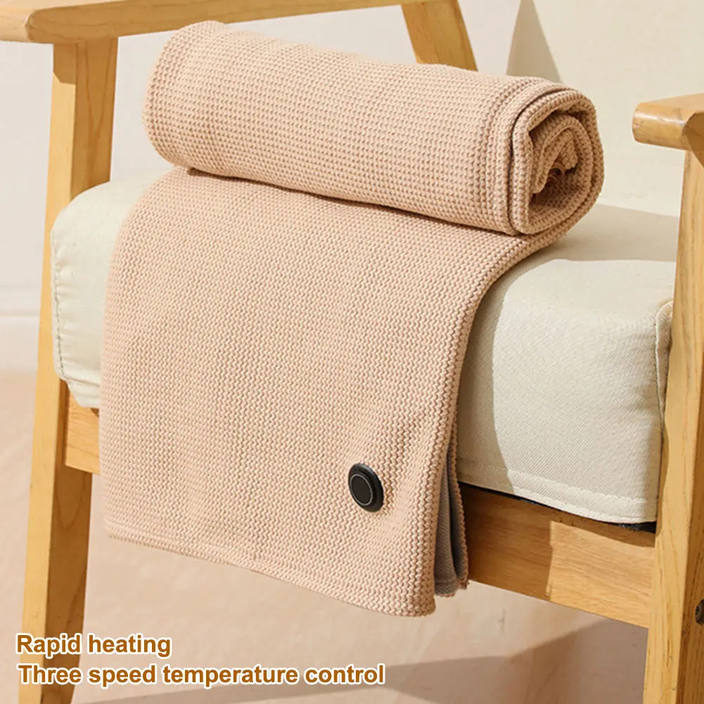 Wearable USB Electric Heated Blanket with 5000mAh Power Bank 3-Level Heating Electric Blanket Shawl Portable Body Warmer Blanket