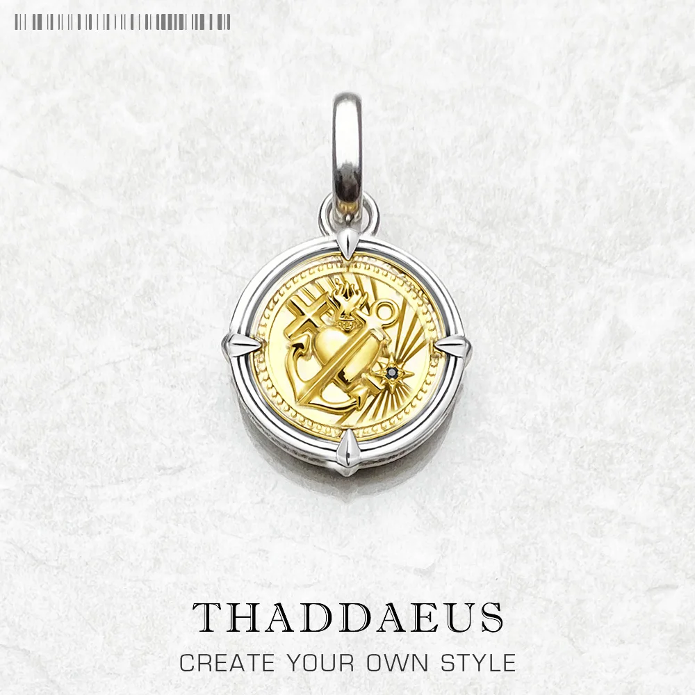 Pendant Faith Love Hope Summer Fine Jewelry Two-tone Design Accessorie 925 Sterling Silver Vintage Gift For Women Men Pendant Necklace Silver Necklace Silver Pendant