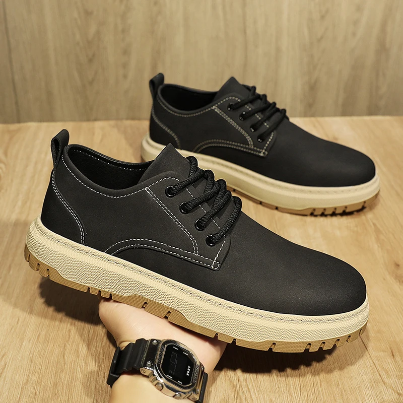 Men Casual Leather Business Shoes Lace up Outdoor Flat Designer Dress Shoes Fashion Classic Soft Leather Italian Walking Shoes 4