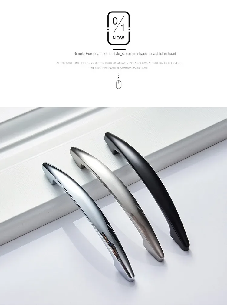 Description Picture 5 of itemZinc Alloy Cabinet Handle European Furniture Hardware Black And Silver Simple Drawer Door Handle Cabinet Pulls