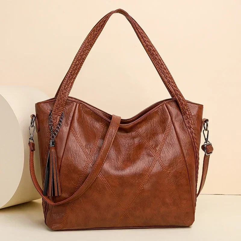 

Вместительные женские сумки-тоуты, лидер продаж 2024, высококачественные повседневные дизайнерские женские сумки на молнии из искусственной кожи с кисточками, женские сумки