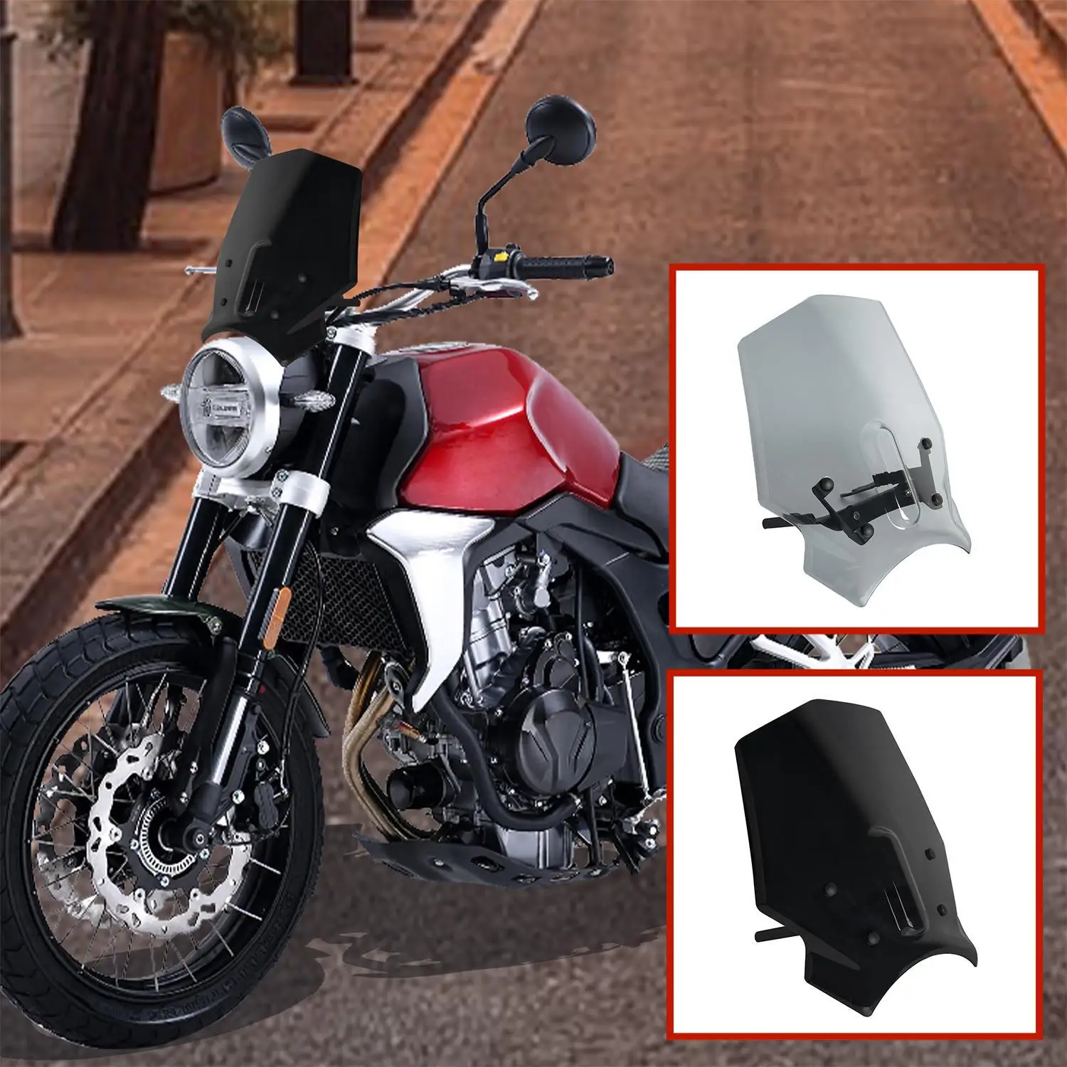 

Motorcycle Windshield Windscreen Wind Deflector Viser with Bracket For Colove 500F 2018 2019 2020 ZF500F Accessories Black Smoke
