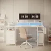 White Computer Desk with File Drawers Cabinet, Home Office Desk with Monitor Stand Shelves, Writing Study Gaming 1