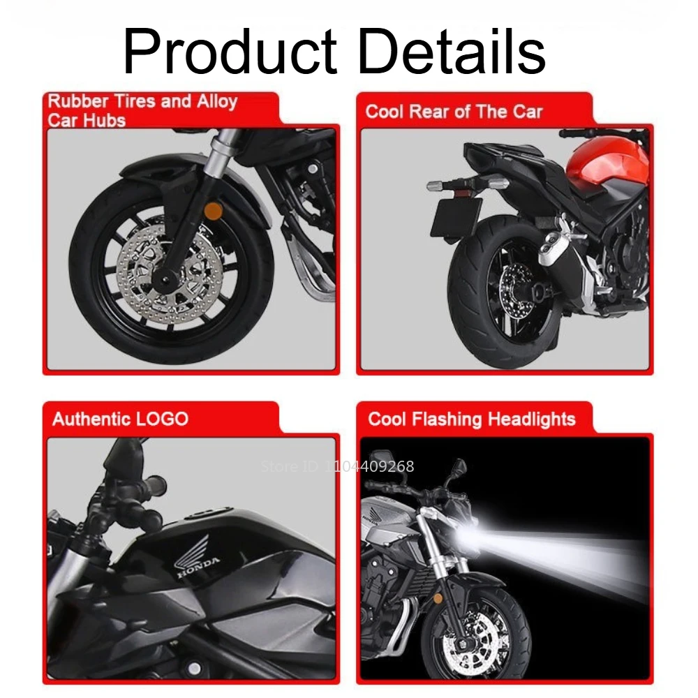 1:12 혼다 CB400F CBR1000 오토바이 모델 장난감 자동차 금속 바디 고무 타이어 충격 흡수 모터 모델 생일 선물