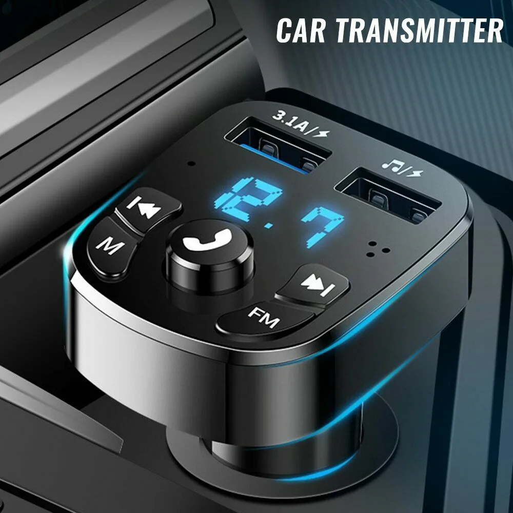 

Cars Blue Tooth 5.0 FM Transmitter Wireless Handsfree Audio Receiver Auto MP3 Player 2-USB Fast Charger Adapter Car Accessories