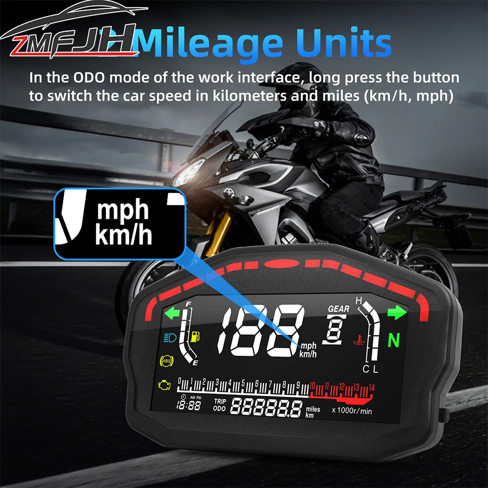 Universal LED Motorcycle Speedometer Digital Odometer 2,4 Cylinders RPM Tachometer For Honda Ducati Kawasaki motorcycle speedometer