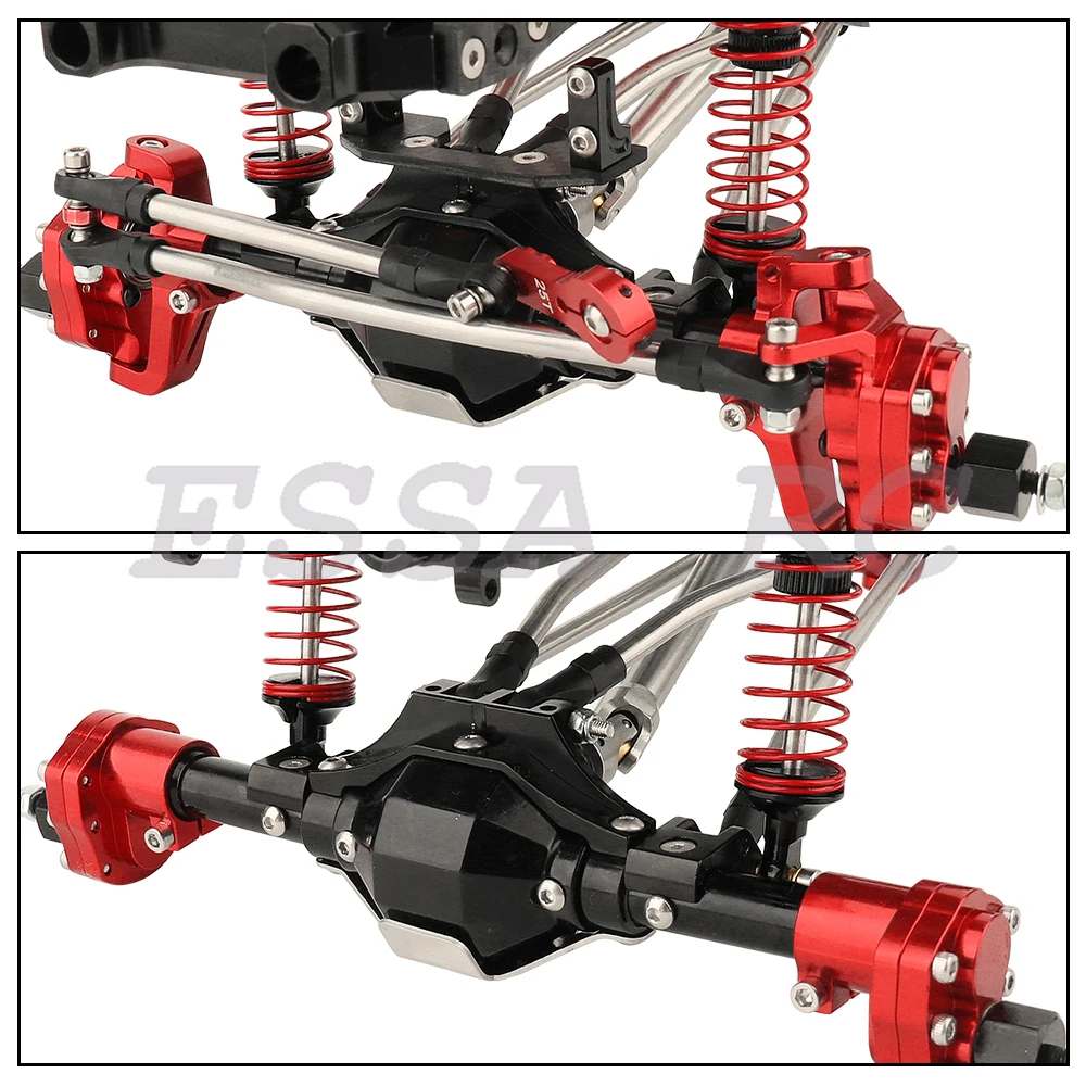 1/10 SCX10 II Carbon Fiber Chassis Rail Metal Frame RC Model Simulation Climbing Upgrade Car Refit Kit Parts with Portal Axles 4