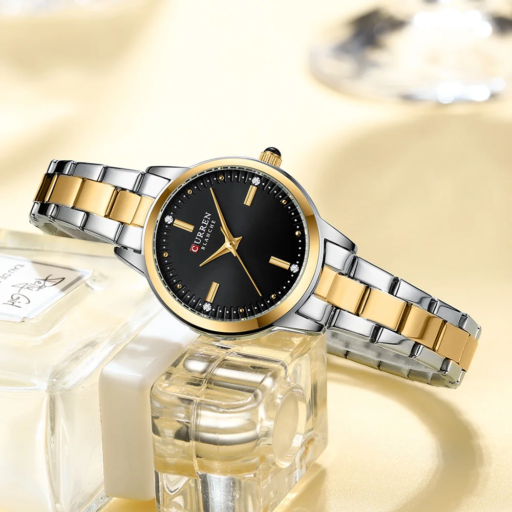 CURREN Simple Round Dial Fashion Dress Quartz Watches for Ladies with Stainless Steel Bracelet Luxury Wristwatches 4