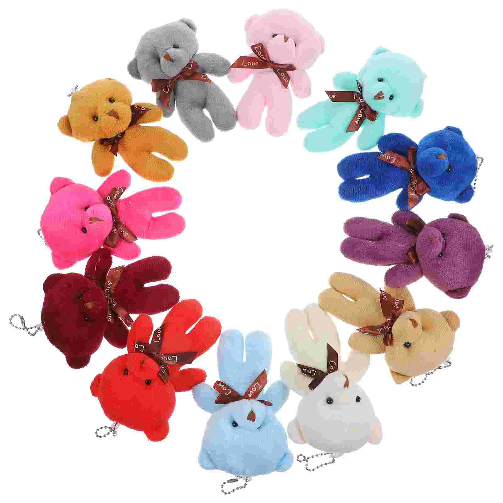 12 Pcs Plush Bear Keychain Valentines Presents Tiny Stuffed Animal Toy Treat Mini Animals Bears for Crafts Charms dog plush squeaky toy fun slow feeder interactive dog chew toys dog chew toys snail shape treat dispensing toys dog treat puzzle