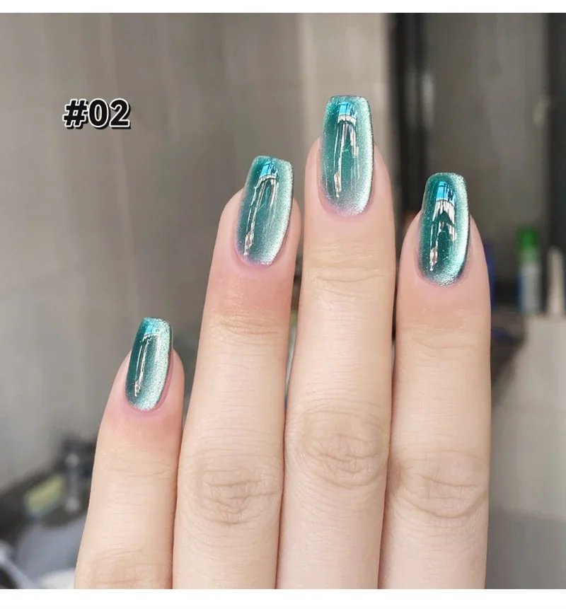Vernis gel semi-permanent oeil de chat bleu jade pailleté_voghion.com