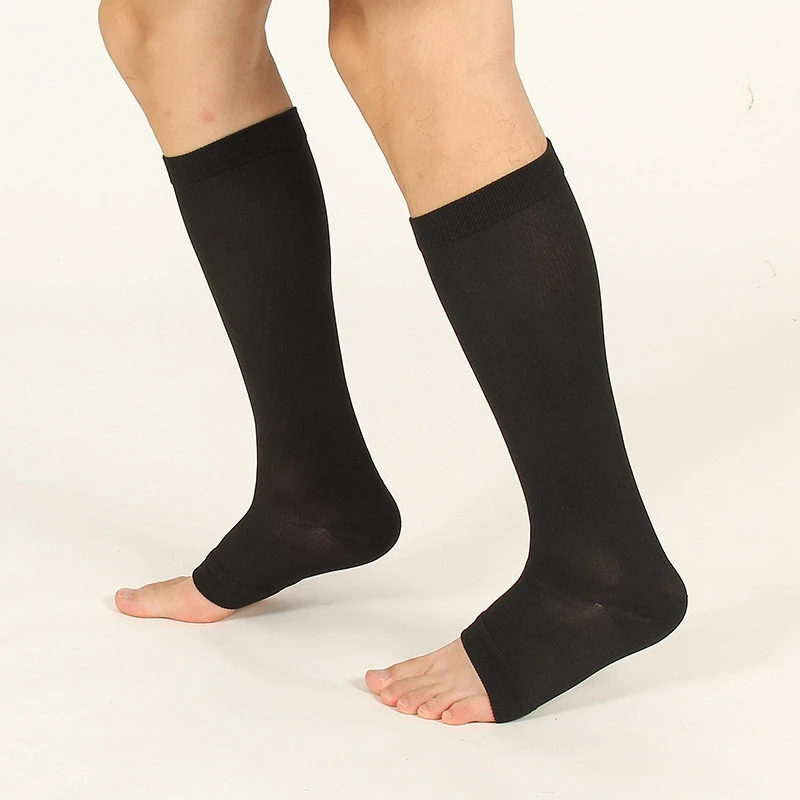 S-XL Elastic Open Toe Knee High Stockings Calf Compression Stockings Varicose Veins Treat Shaping Graduated Pressure