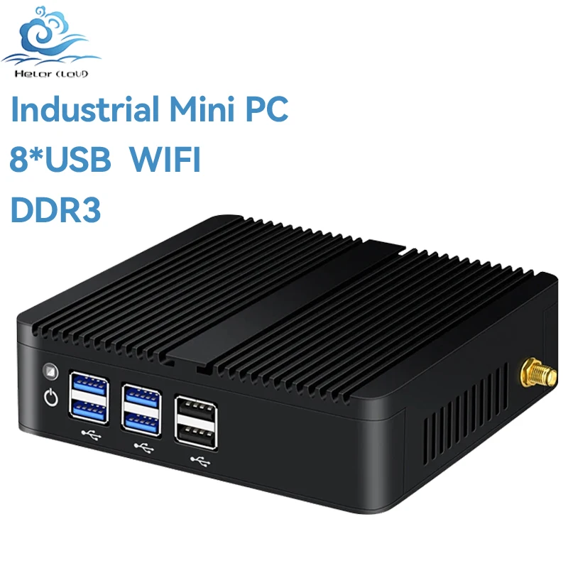 Helorpc Official 1LAN 2 Display Industrial Mini PC Optional Inter CPU Support Windows7/8 Linux WIFI Wake on LAN Office Computer
