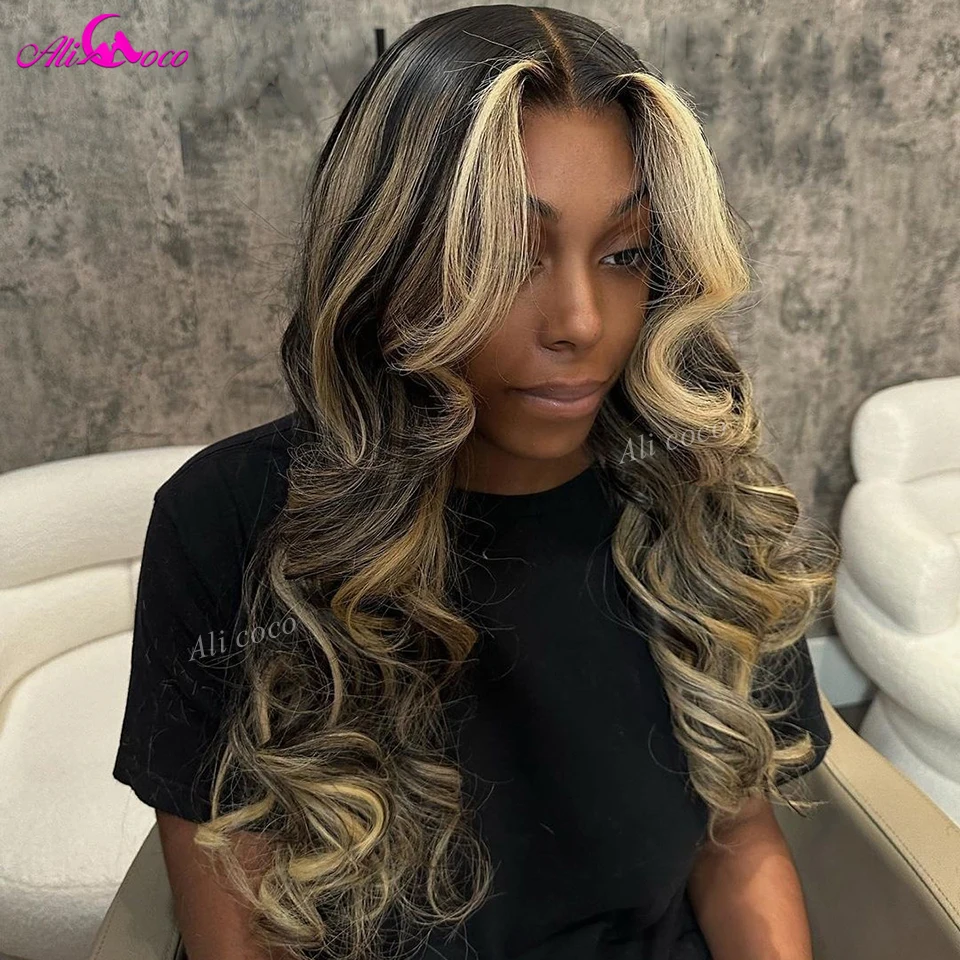 Highlight Blonde 13x6 Lace Front Wig Pre-Plucked Brazilian Transparent With Baby Hair Body Wave Remy Human Hair Wigs For Women