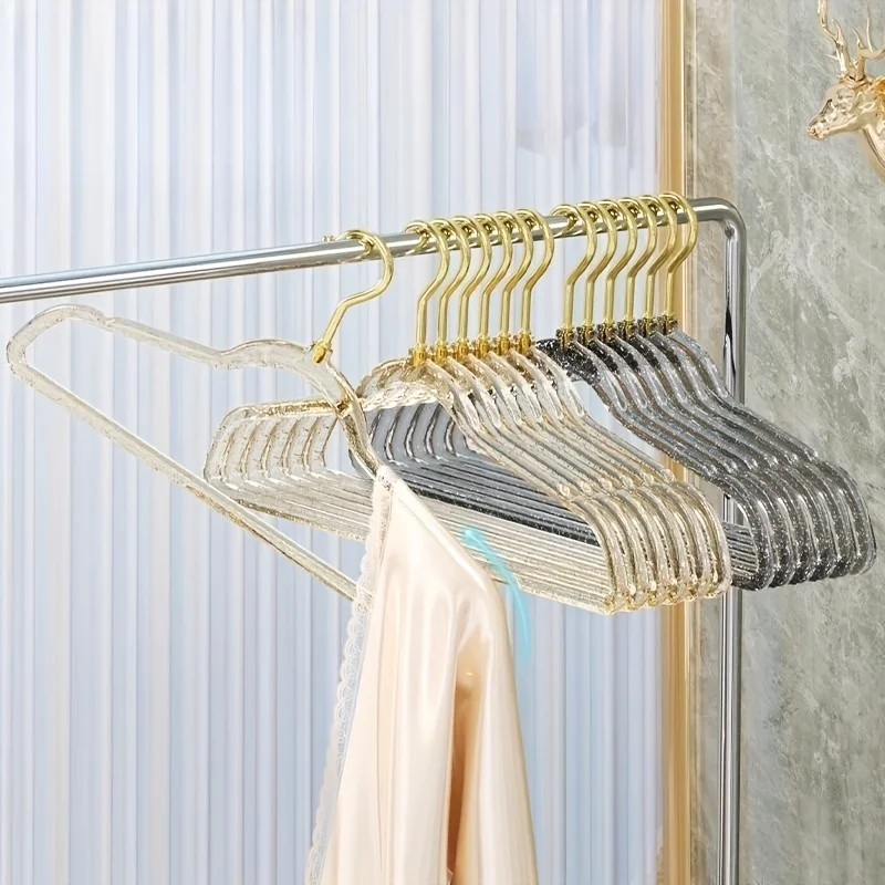 5/10PCS Sparkling Clear Glitter Hangers - Non-Slip, Secure Grip for Wardrobe Organization, Durable Thickened Design, Perfect for 5
