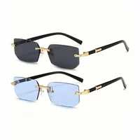 Lunettes de soleil rectangulaires sans bords, mode populaire pour femmes et hommes, petites lunettes de soleil carrées pour femmes et hommes, Oculos de voyage d'été 2