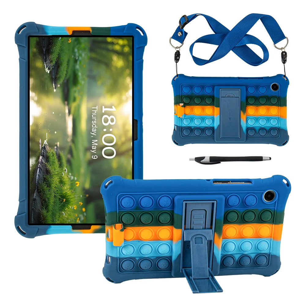 Soft Bubble Stand Case - Silicone Kids Tablet Cover