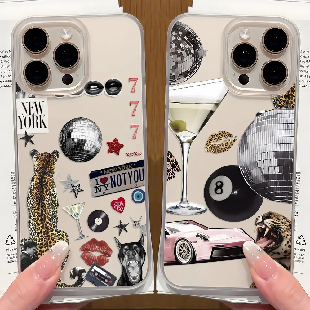 Trendy Disco Ball Leopard Matte Shockproof Phone Case
