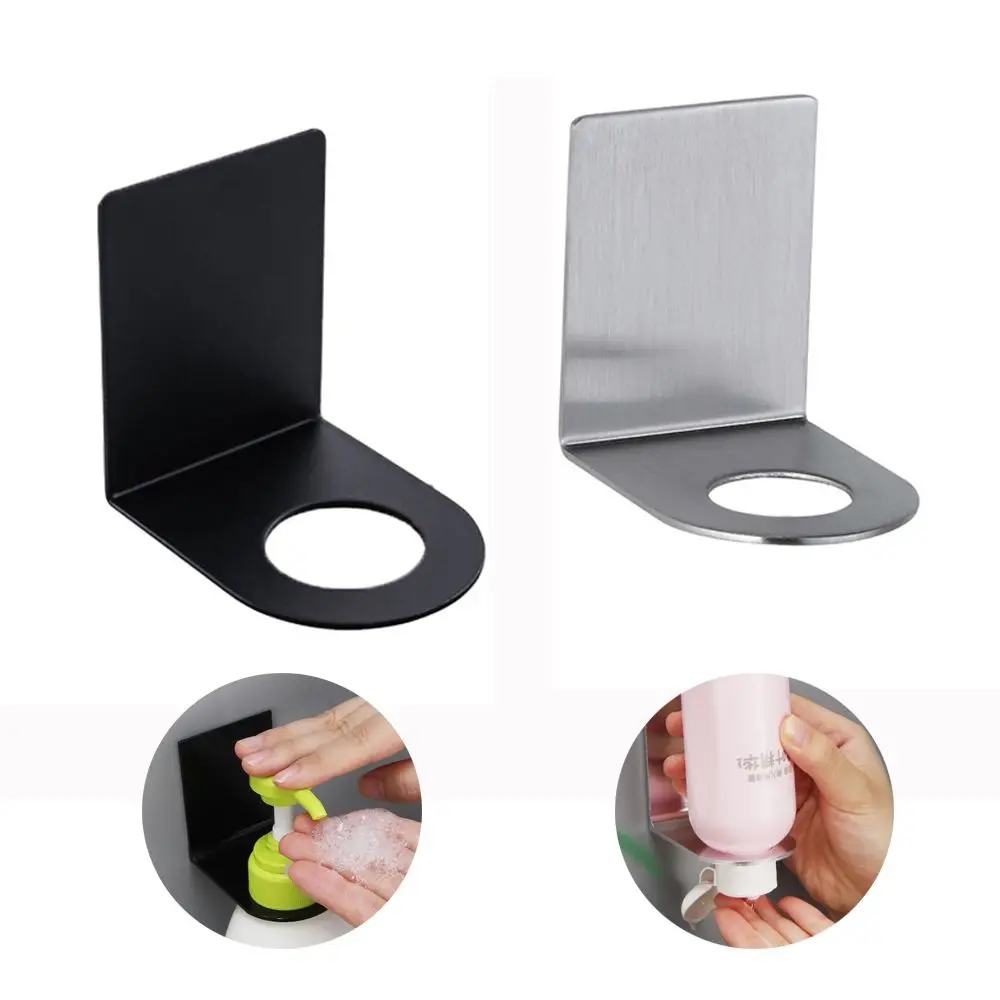 1Pc Wall Mounted Soap Bottle Holder Free of Punch Metal Hook Stainless Steel Bottle Hanger Stand Traceless Kitchen Supplies