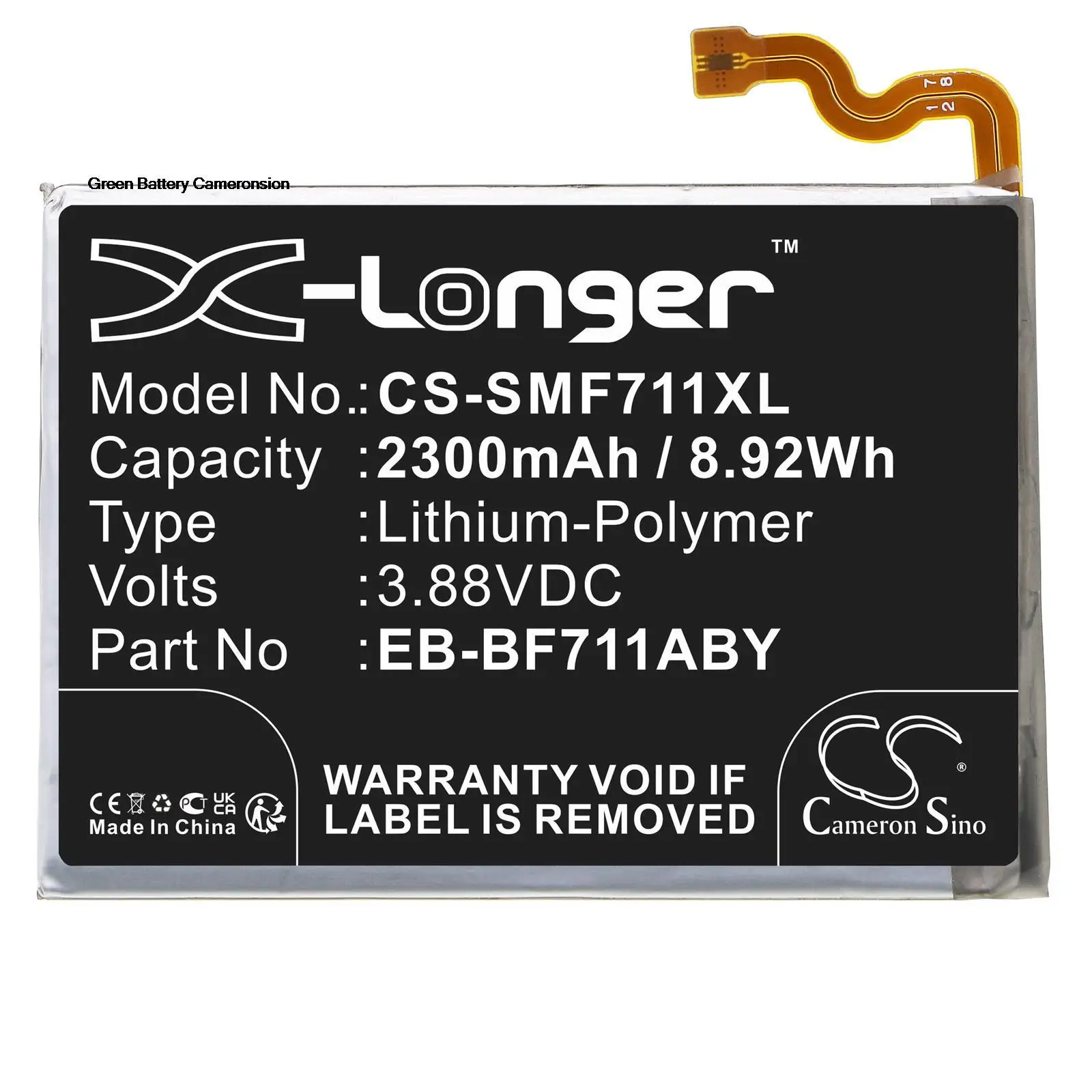 

Green Battery 2300mAh Mobile, SmartPhone For Samsung Galaxy Z Flip3,SM-F711B,F7110,M-F711R4,EB-BF711ABY, GH82-26270A