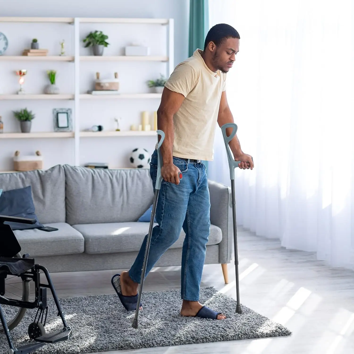 Forearm Canes Lightweight Arm Crutch Adjustable Ergonomic Comfortable on Wrist Non Skid Rubber Tips 5