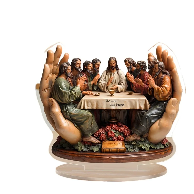 Last Supper Commemorative Plaque - Inspirational Christian Desk Altar for Home/Office, Meaningful Gift with Elegant Packaging